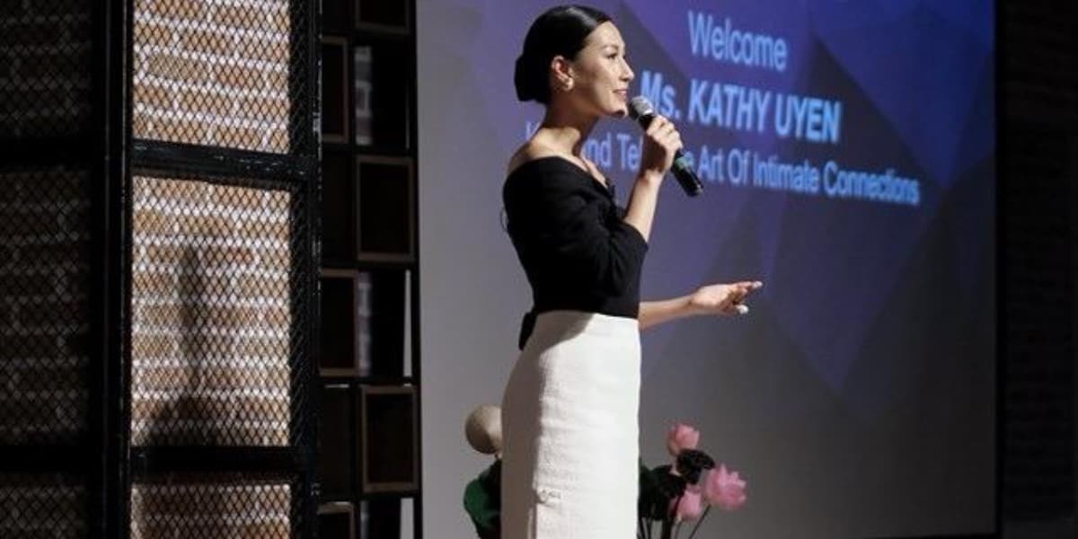 Kathy Uyen delivering a TEDx keynote